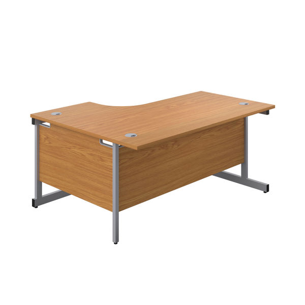 First Radial Right Hand Desk 1600x1200x730mm Nova Oak/Silver KF803058