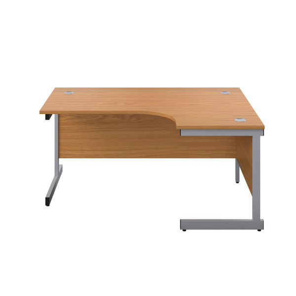 First Radial Right Hand Desk 1600x1200x730mm Nova Oak/Silver KF803058