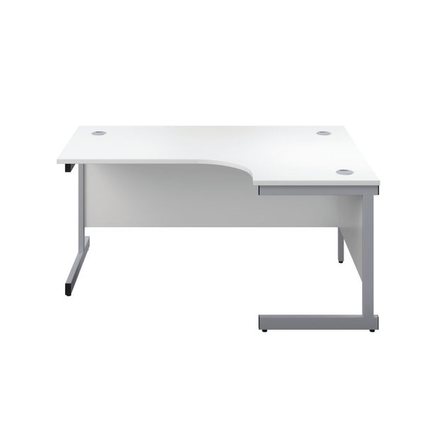 First Radial Right Hand Desk 1600x1200x730mm White/Silver KF803065