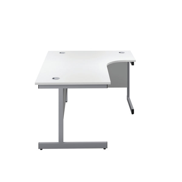 First Radial Right Hand Desk 1600x1200x730mm White/Silver KF803065