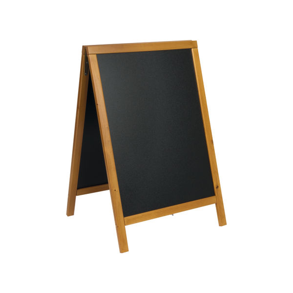 Securit Duplo Double-sided Pavement Chalkboard with Lacquered Teak Frame 570x68x895mm SBDW-TE-85