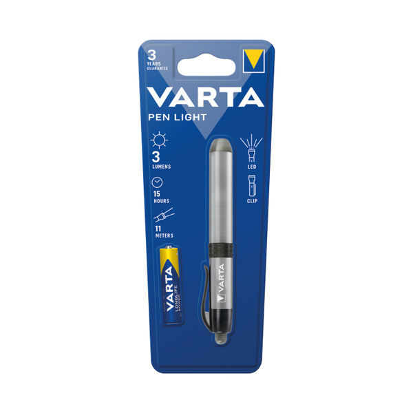 Varta LED Pen Light 15 Hours Run Time 1 x AAA Battery Silver 16611101421