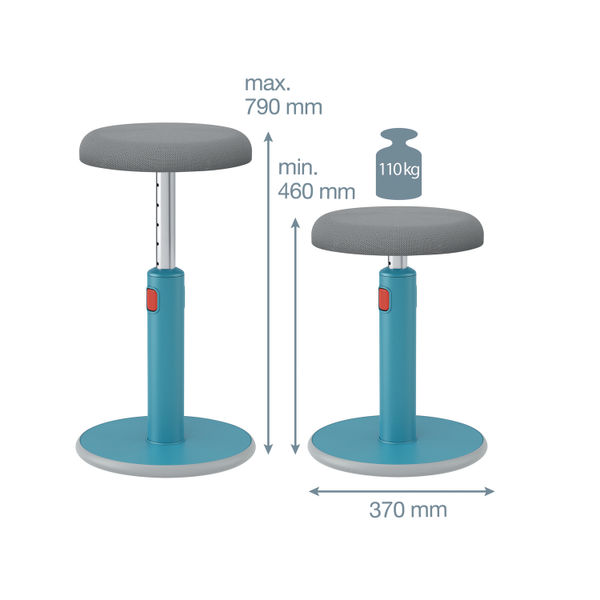 Leitz Ergo Cosy Active Sit/Stand Stool 370x370x690mm Calm Blue 65180061