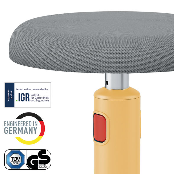 Leitz Ergo Cosy Active Sit/Stand Stool 370x370x690mm Warm Yellow 65180019