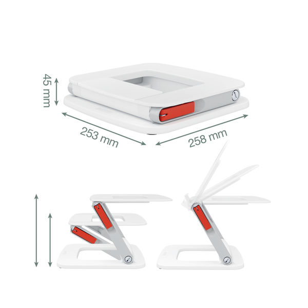 Leitz Ergo Adjustable Multi-Angle Laptop Stand White 258x45x253mm 64240001