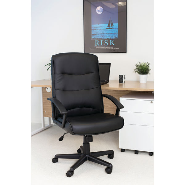 Jemini Hudson High Back Executive Chair 650x720x1050-1146mm Leather Look Black KF72232