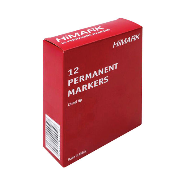 Himark Permanent Chisel Tip Black Marker (Box of 12)