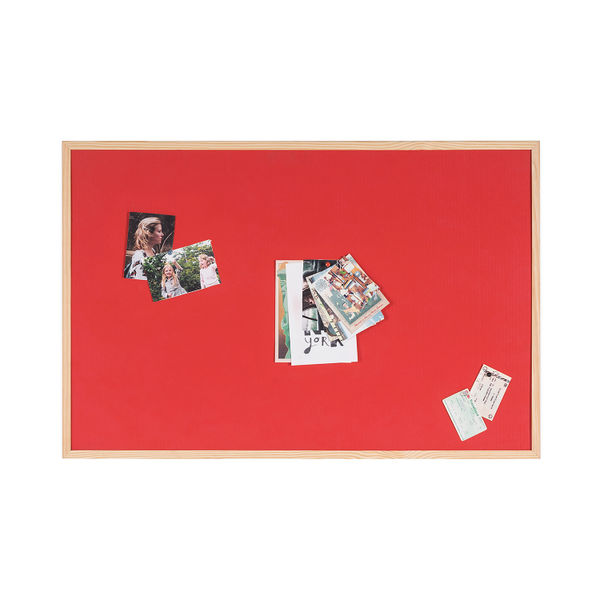 Bi-Office Double-Sided Board Cork Red Felt Pine Frame 60x40cm FB0310010