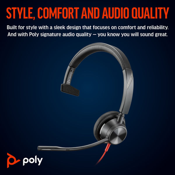 Poly Blackwire 3315 Monaural 3.5mm + USB-C/A Headset 8X217AA