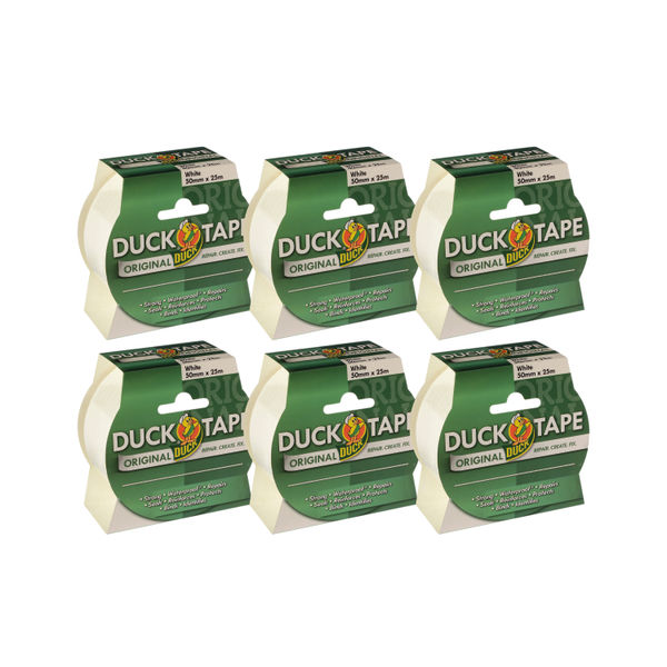 Ducktape Original Duck Tape 50mmx25m White (Pack of 6) 211117
