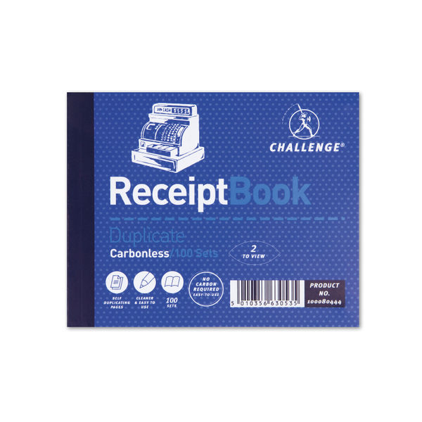 Challenge Duplicate Receipt Book 100 Sets 105x130mm (Pack of 5) 100080444