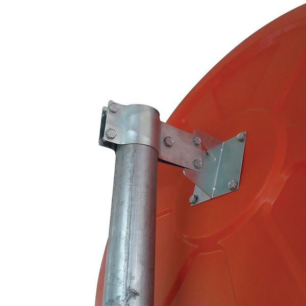 Traffic Mirror with Hood 450mm Diameter with Fixings High Visibility Orange TMH45Z