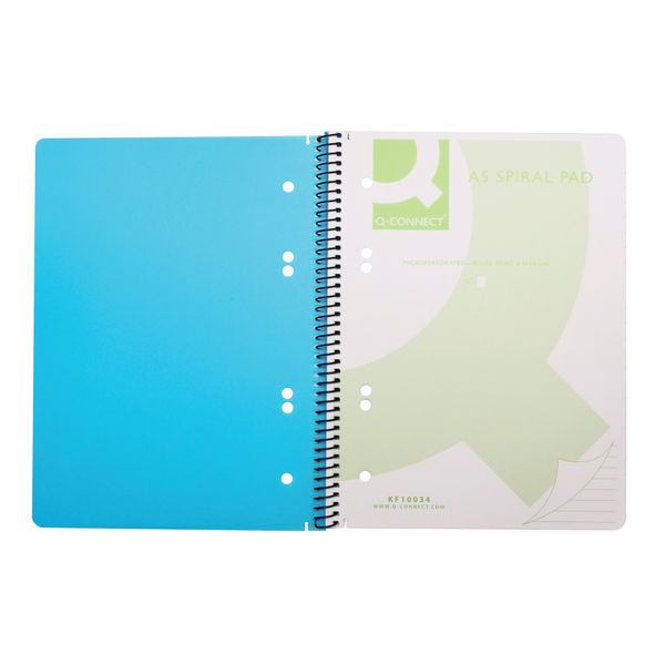 Q-Connect Spiral Bound Polypropylene Notebook 160 Pages A5 Blue (5 Pack) KF10034