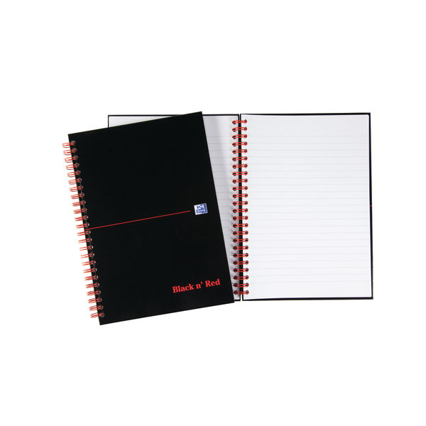 Black n' Red Ruled Perforated Wirebound Hardback Notebook A5 (5 Pack