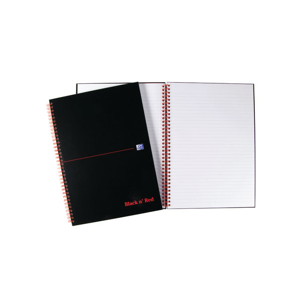 Black n' Red Ruled Perforated Wirebound Hardback Notebook A4 (5 Pack) 100102248