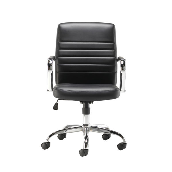 Jemini Amalfi Meeting Chair 630x630x885-980mm Leather Look Black KF79135