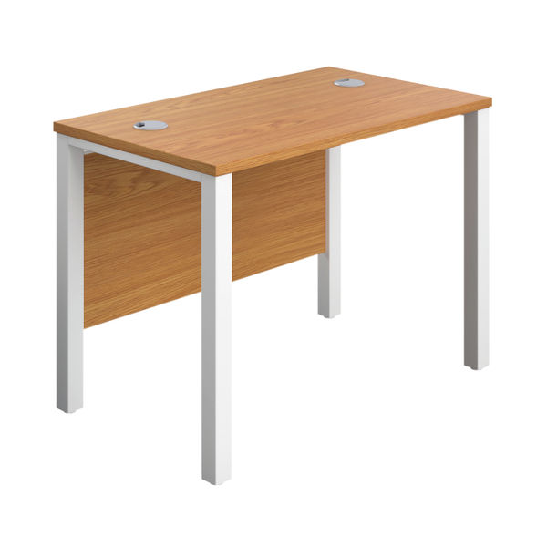 Jemini Rectangular Goal Post Desk 1000x600x730mm Nova Oak/White KF821410