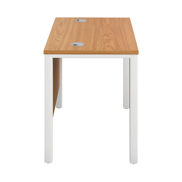 Jemini Rectangular Goal Post Desk 1000x600x730mm Nova Oak/White KF821410
