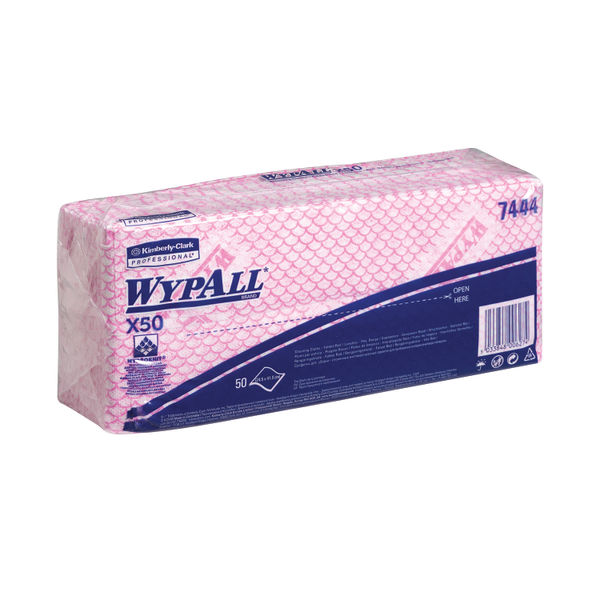 Wypall X50 Cleaning Cloths Red (Pack of 50) 7444