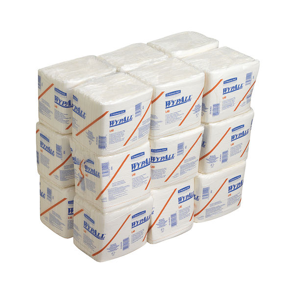 WypAll L40 Wipers 1 Ply Folded Sheets White (Pack of 18) 7471