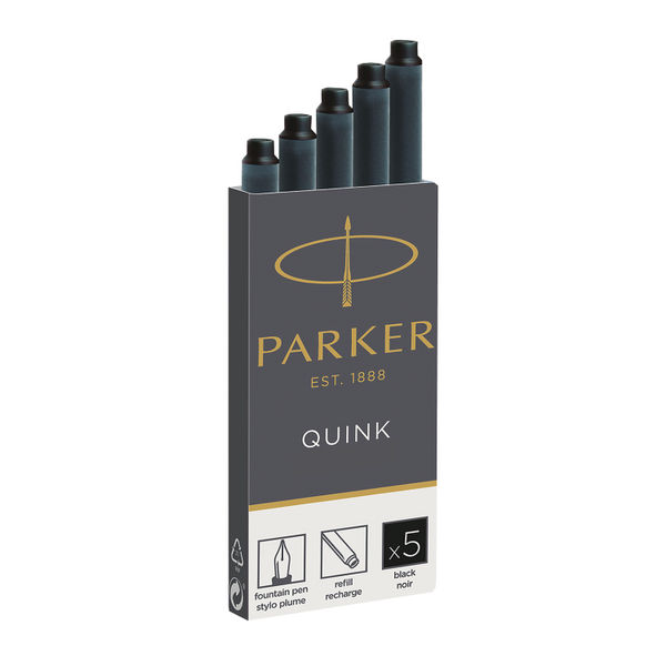 Parker Quink Permanent Ink Cartridge 12x5 Black (Pack of 60)