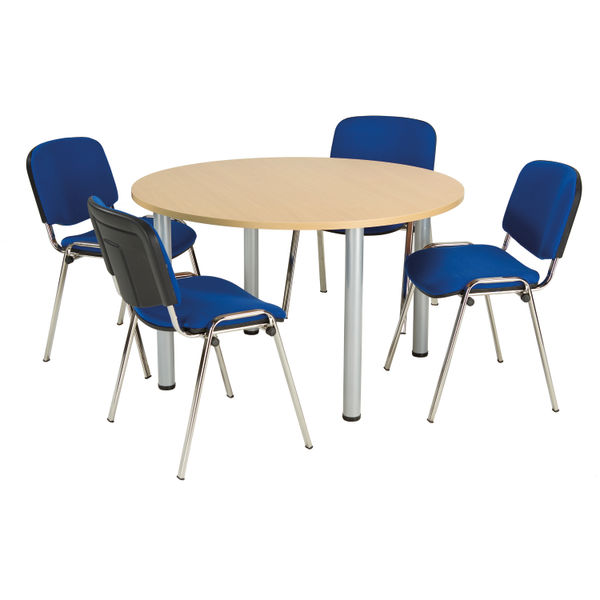 Jemini Circular Meeting Table 1200x1200x730mm Nova Oak/Silver KF816585