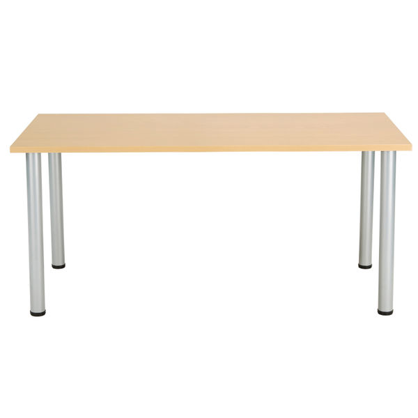 Jemini Rectangular Meeting Table 1600x800x730mm Nova Oak/Silver KF816647