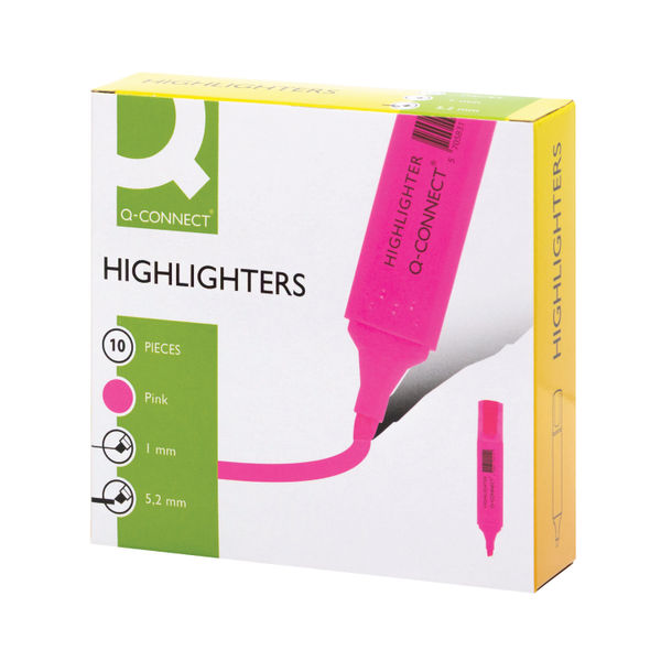 Q-Connect Pink Highlighter Pen (10 Pack) KF01112