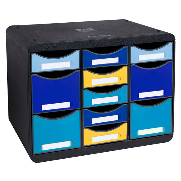 Exacompta Bee Blue Store Box Recycled 11 Drawers Assorted 3137202D