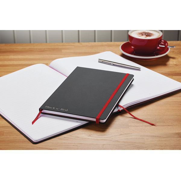 Black n Red Casebound Hardback Notebook A4 Black