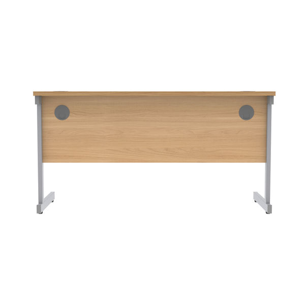 Astin Rectangular Single Upright Cantilever Desk 1400x600x730mm Norwegian Beech/Silver KF824251