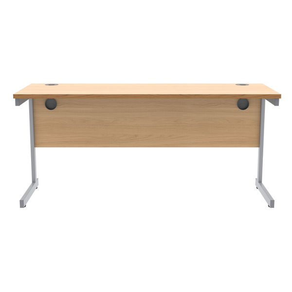 Astin Rectangular Single Upright Cantilever Desk 1600x600x730mm Norwegian Beech/Silver KF824268