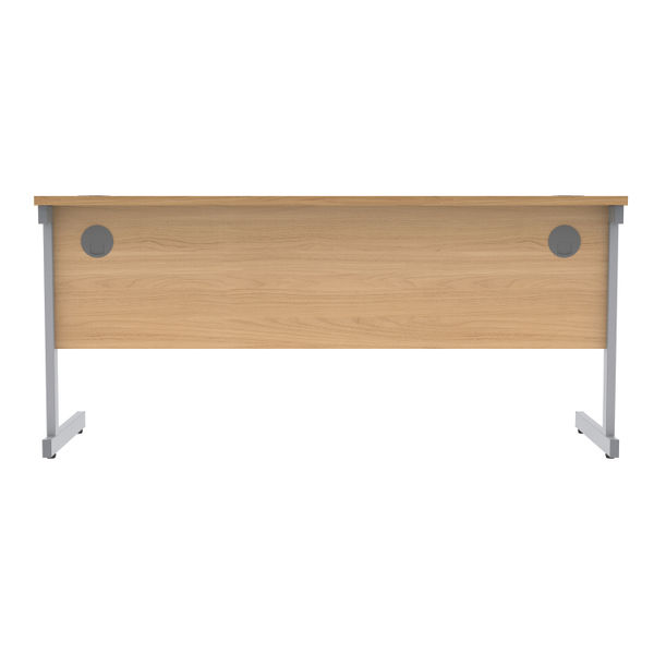 Astin Rectangular Single Upright Cantilever Desk 1600x600x730mm Norwegian Beech/Silver KF824268