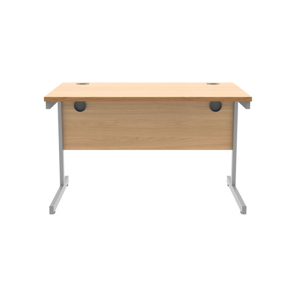 Astin Rectangular Single Upright Cantilever Desk 1200x800x730mm Norwegian Beech/Silver KF824275