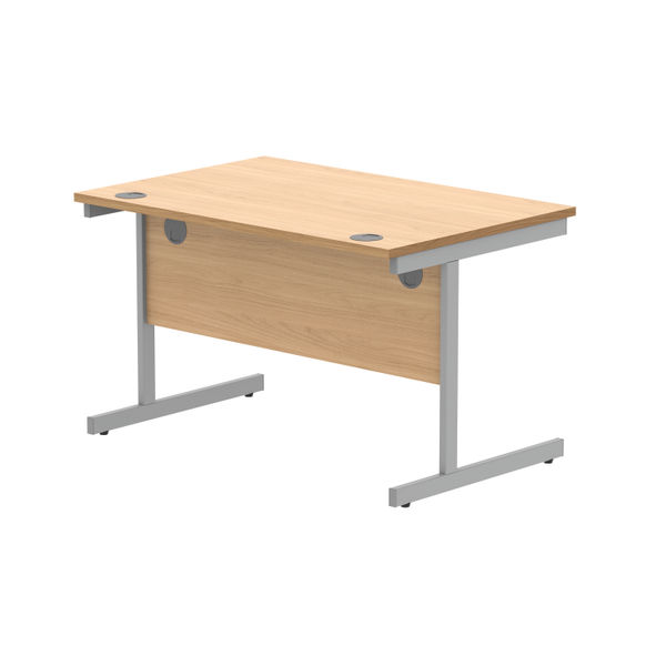 Astin Rectangular Single Upright Cantilever Desk 1200x800x730mm Norwegian Beech/Silver KF824275