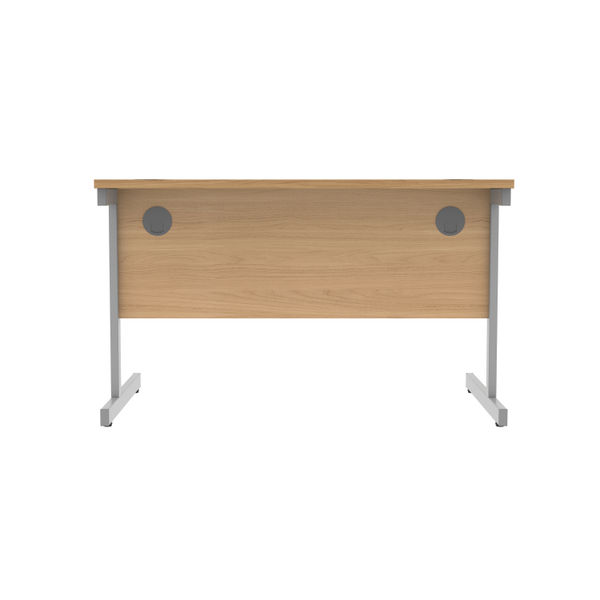 Astin Rectangular Single Upright Cantilever Desk 1200x800x730mm Norwegian Beech/Silver KF824275