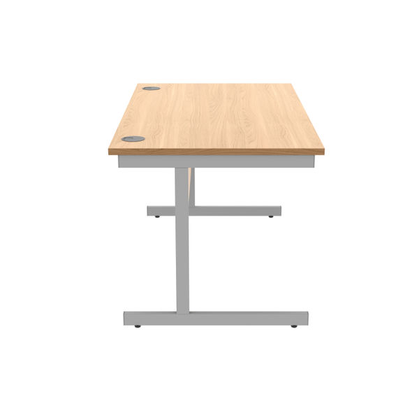 Astin Rectangular Single Upright Cantilever Desk 1400x800x730mm Norwegian Beech/Silver KF824282