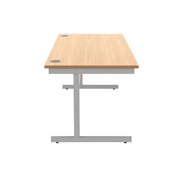 Astin Rectangular Single Upright Cantilever Desk 1600x800x730mm Norwegian Beech/Silver KF824299