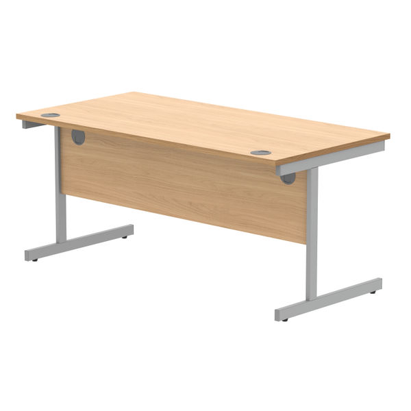 Astin Rectangular Single Upright Cantilever Desk 1600x800x730mm Norwegian Beech/Silver KF824299