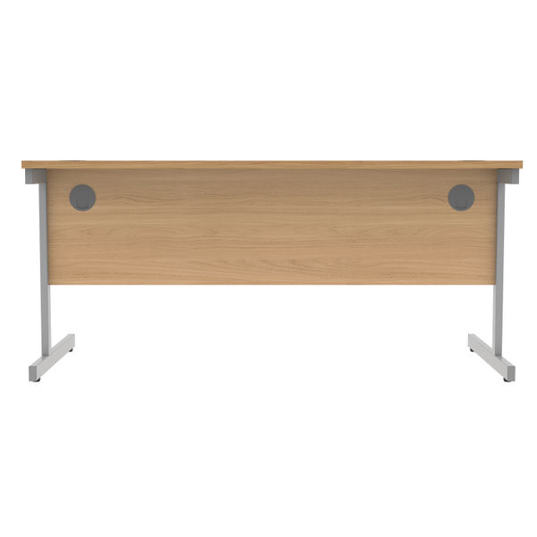 Astin Rectangular Single Upright Cantilever Desk 1600x800x730mm Norwegian Beech/Silver KF824299