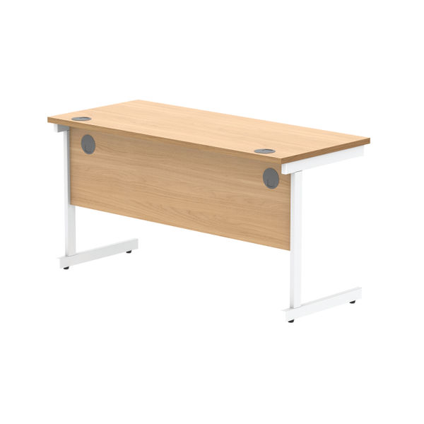 Astin Rectangular Single Upright Cantilever Desk 1400x600x730 Norwegian Beech/Arctic White KF824312