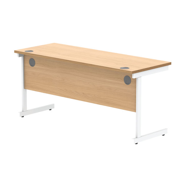 Astin Rectangular Single Upright Cantilever Desk 1600x600x730 Norwegian Beech/Arctic White KF824329