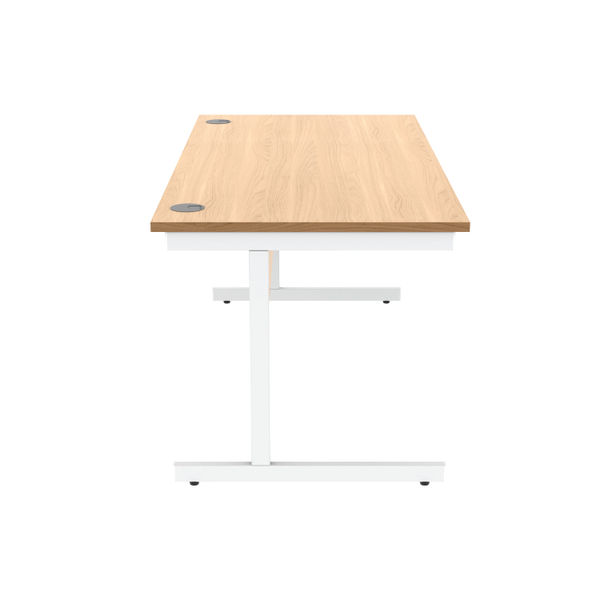 Astin Rectangular Single Upright Cantilever Desk 1600x800x730 Norwegian Beech/Arctic White KF824350