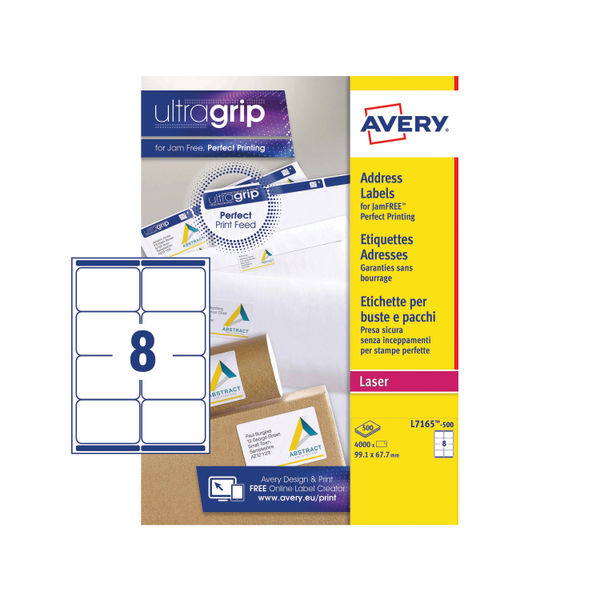 Avery Laser Address Labels 99.1 x 67.7mm (Pack of 4000) - L7165-500