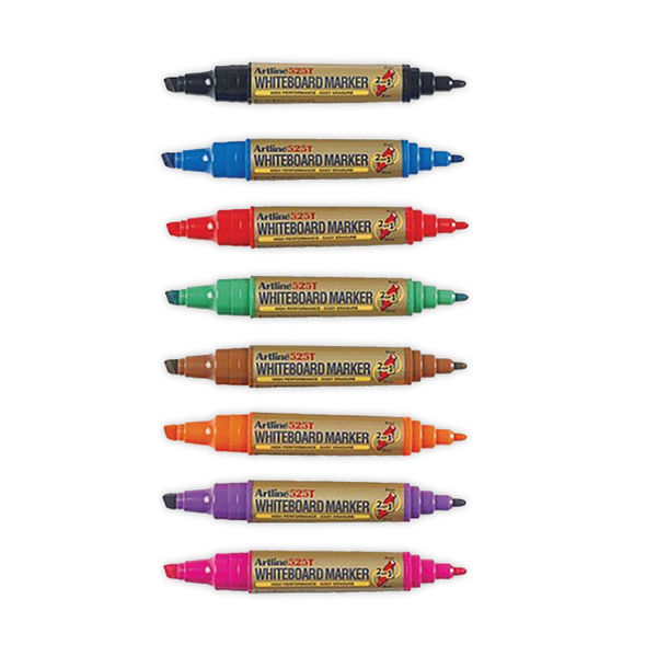 Artline 2-in-1 Bullet/Chisel Tip AssortedWhiteboard Markers  (Pack of 8) EK525TA