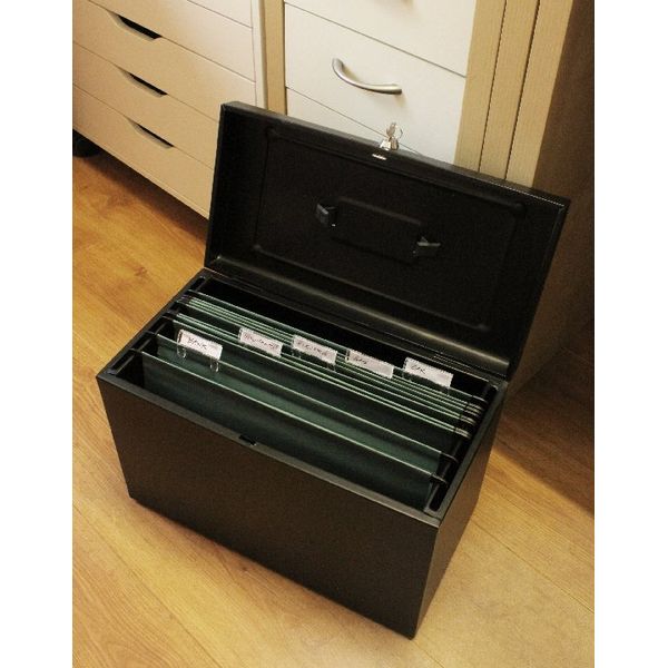 Cathedral Black Foolscap Lockable Metal Box File HOBK