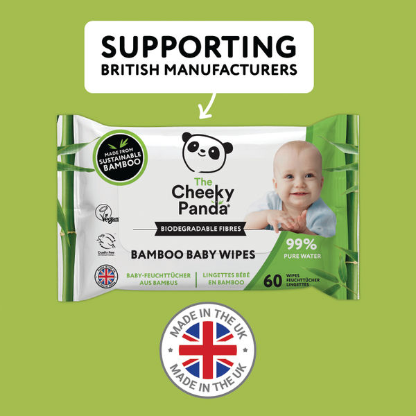 Cheeky Panda Biodegradable Bamboo Baby Wipes (Pack of 60) Wipes (Pack of 12) BABYW-GBR