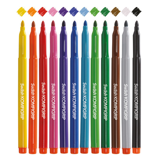 Swash KOMFIGRIP Colouring Pen Broad Tip Assorted (Pack of 12) TW12BD