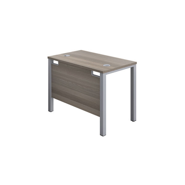Jemini Rectangular Goal Post Desk 1000x600x730mm Grey Oak/Silver KF821366