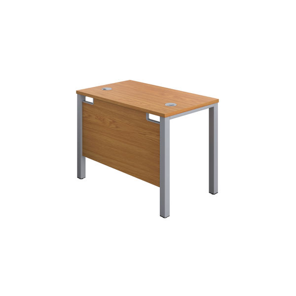 Jemini Rectangular Goal Post Desk 1000x600x730mm Nova Oak/Silver KF821403